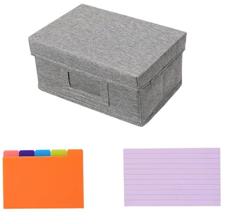 dijiusidy Contenitore per schede di archiviazione, divisori regolabili per schede e promemoria organizzati a portata di mano, scatola portaoggetti per ufficio con coperchio