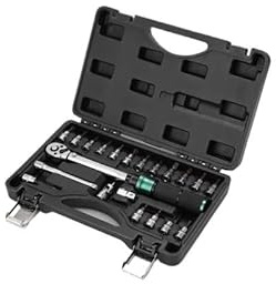 FJLKGDSP Chiave dinamometrica a doppia scala precisa da 1/4'', attacco 2-24N.m, set di chiavi a bussola for bici MTB, chiave a cricchetto for bicicletta e moto, kit attrezzi for la riparazione(21pcs)