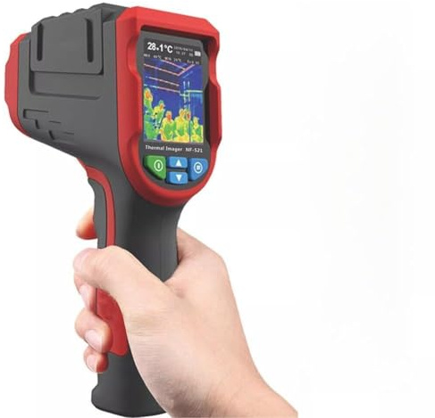 Wlinfetity NF-521 Cámara termográfica infrarroja con tarjeta TF de 8 GB, resolución IR de 320 x 240, rango de temperatura de -10 °C a 400 °C, lente blanca de 2 MP y pantalla LCD de 2.4 pulgadas, rojo