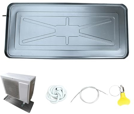 Bandeja de goteo de aire acondicionado con tubo de drenaje y kit de instalación, solución duradera para evitar daños por agua en unidades exteriores, fácil de instalar