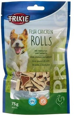 TRIXIE Hundeleckerli PREMIO Hunde-Chicken Rolls 75g - Premium Leckerlis für Hunde glutenfrei - ohne Getreide & Zucker, schmackhafte Belohnung für Training & Zuhause - 31535