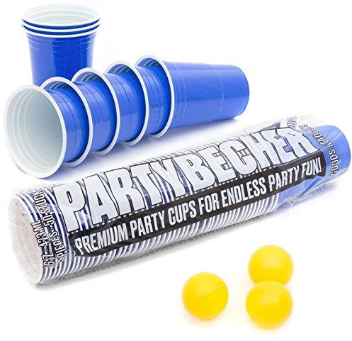 Festkoppar; Återanvändbara dryckeskoppar koppar Dricksmuggar 16 oz Plast Festmuggar Plastkoppar - Setet innehåller 3 pingisbollar (100 stuks blauw)