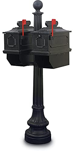 United Visual Products Columbus Double Residential Mailbox & Post, Black
