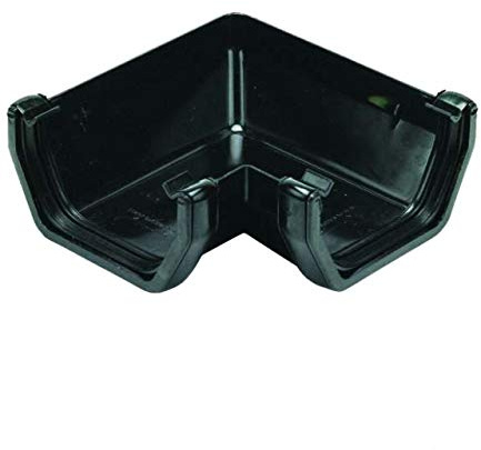 Floplast 114 mm quadrati per grondaia, angolo di 90 gradi – nero – Confezione da 2