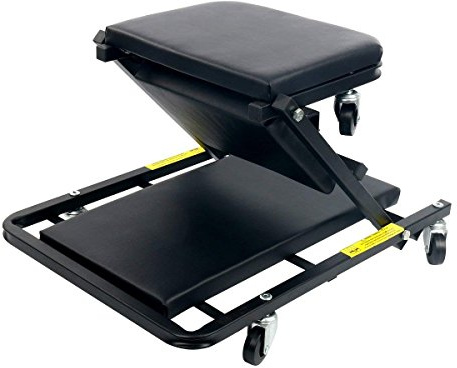 FreeTec Faltbar Rollbrett Werkstattliege 2 in 1 Sitz bis 150kg Platzsparender 40 Zoll 360° Lenkrollen Rolliege Werkstatthocker