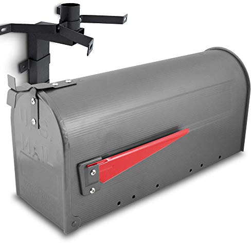 Bituxx US Mailbox Amerikanischer Briefkasten Standbriefkasten Wandbriefkasten Letterbox Graphit Inclusive Wandhalter