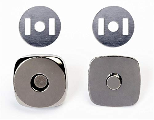 Jajasio Magnetknöpfe für Taschen, 18mm Magnetverschluss quadratisch #20 schwarz 10 Stück, Taschenverschlus ohne Annähen