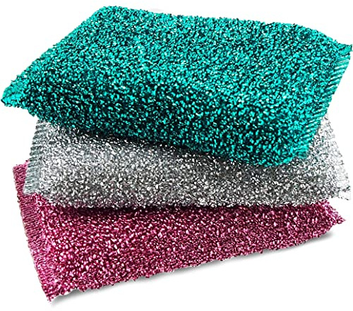 Dish Sponges for Kitchen (3 Pcs) Non-Scratch Scrub Sponges for Dishes, Pots, Pans, Glass, Stainless Steel & Nonstick Cookware–Odor-Resistant, Quick-Dry, Flexible, Durable & Reusable Cleaning Scrubbers