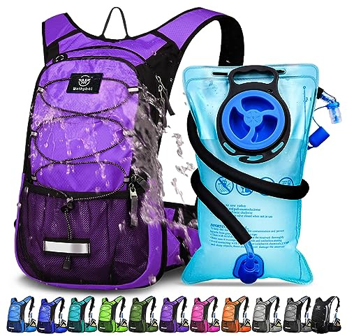 Mothybot Insulated Hydration Backpack Pack with 3L BPA Free Leak Proof Water Bladder, Large Storage Lightweight Hiking Daypack with Waist Pouches & Cooler Layer, for Running, Biking, Camping, Festival