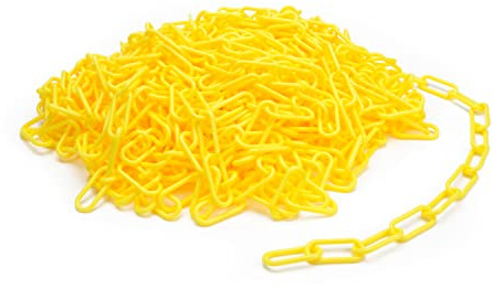 Steelman 200-Foot Yellow Plastic Safety Barrier Chain for Construction Site/Garage, Non-Marring/No-Rust Plastic, High-Visibility Yellow