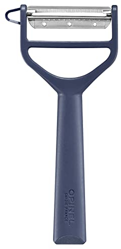 Opinel - Eplucheur T-DUO - Manche Polymère - Double Lame Inox - Epluche-Légumes, Préparation Juliennes - Droitiers et Gauchers - Passe au Lave-Vaisselle - Bleu
