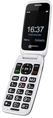 Geemarc CL8700-4G - Telefono cellulare amplificato a conchiglia con tasti grandi, funzione SOS e pulsanti di memoria one-touch, compatibile con Bluetooth e apparecchi acustici, per non udenti,