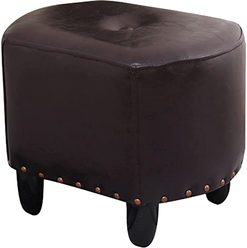 SENNIAN Fußhocker Fußhocker PU-Leder Antik Retro Kleiner Fußhocker Ottomane Amerikanischer Vintage Wohnzimmer Schlafzimmerhocker Niedriger Hocker mit gepolstertem Sitz Wohnkultur Stuhl (FA