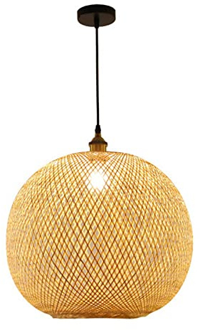 Tessuto di bambù lampada a sospensione creativa lampadario rattan per soggiorno bar retrò tessuto luce pendente