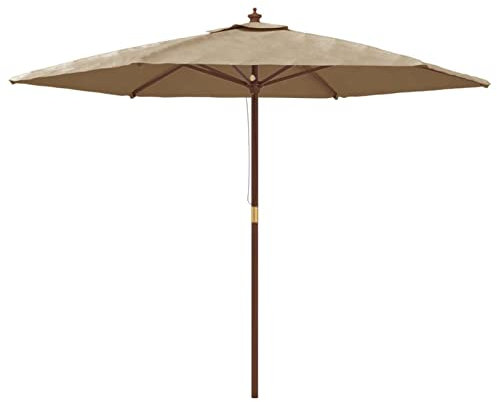 Festnight Ombrellone da Giardino con Palo, Ombrellone Da Esterno, Ombrellone Da Balcone, Ombrelloni Da Giardino, Ombrellone Da Spiaggia, in Legno Tortora 299x240 cm