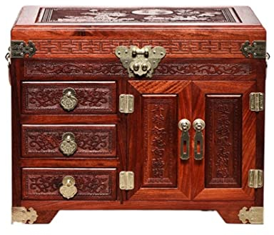 Uhrenkoffer Uhrenrolle Uhrenbox Uhrenschatulle Hölzerne Rote Schmuckschatulle Mit Schloss, Ohrringe Halsketten Uhren Schmuck Aufbewahrungsboxen Im Chinesischen Stil Uhrenetui Uhren Aufbewahrungsbox