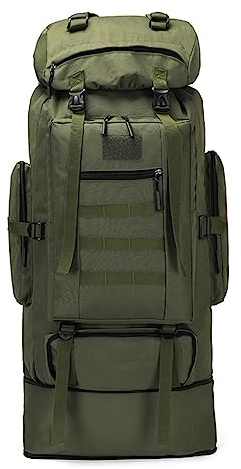 Rozhuhro Großer Militärrucksack, Wanderrucksack 100L Outdoor Rucksack Wasserdicht Klettern Trekkingrucksack, Taktischer Rucksack Für Reisen, Radfahren, Klettern,Grün