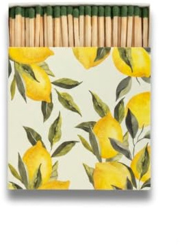 Curator Home Luxury Gift Long Safety Matchbox I Élégant carré Matchbox (Citrons)