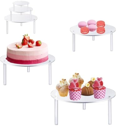 Geieold Confezione da 3 supporti trasparenti in acrilico per torte e cupcake, porta torte, piano di , display per dessert, rialzo per panetteria, compleanno, matrimonio