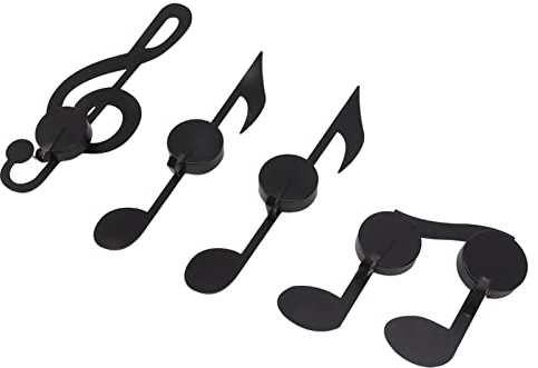 HUSHUI 4 Pezzi Unico Ferro Nero Nota Musicale Riparo da Parete Portacandele Montaggio a Parete Appeso Tea Light Candela Decor
