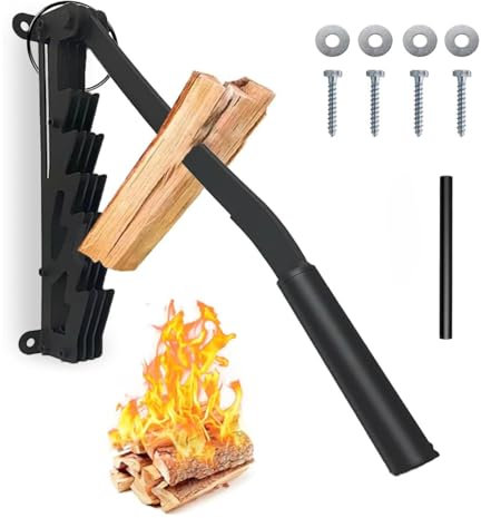 RIEONA Wall Mounted Kindling Splitter for Wood, High Carbon Steel Wood Splitter, Detachable Powerful Wall Mounted Log Splitter, Manual Log Wood Splitting Firewood for Home Campsite