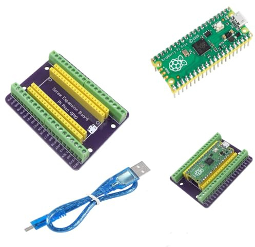 DUBEUYEW Raspberry Pi Pico with Pre-Soldered Microcontroller Board with Pi Pico Breakout Board GPIO 1 into 2 and one Micro Usb Cable（Pi Pico Kit）