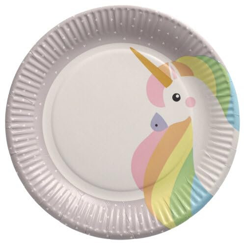 PAPSTAR Lot de 200 assiettes rondes en carton Ø 23 cm Motif licorne