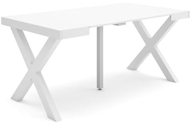 Skraut Home | Ausziehbarertisch | Multifunktionaler ausziehbarer | 160 | Für 8 Gäste | Massivholz Beine | Moderner Stil | Weiß