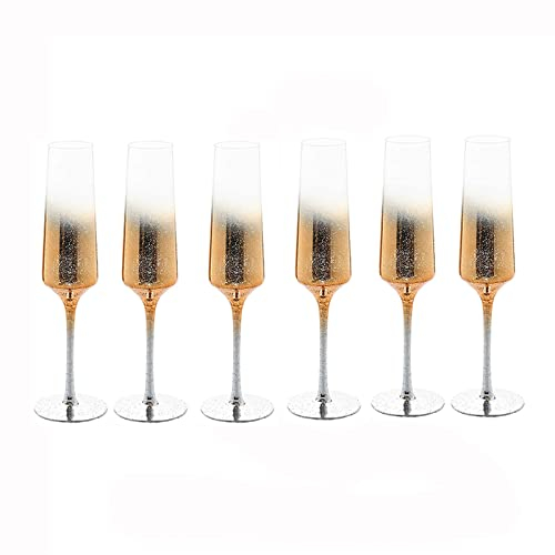 Coppe da champagne Bicchieri da champagne in vetro da 6 pezzi Bicchiere da spumante Casa Bicchieri da champagne da 200 ml Ideale for Bar di casa, Occasioni speciali Flauti da champagne ( Color : B )
