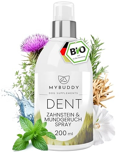 MYBUDDY DENT Bio Dentalspray für Hunde & Katzen Zahnpflege I 100% natürliches Bio-Zahnpflegespray vorbeugend & effektiv gegen Zahnstein & Mundgeruch I Zahnspray