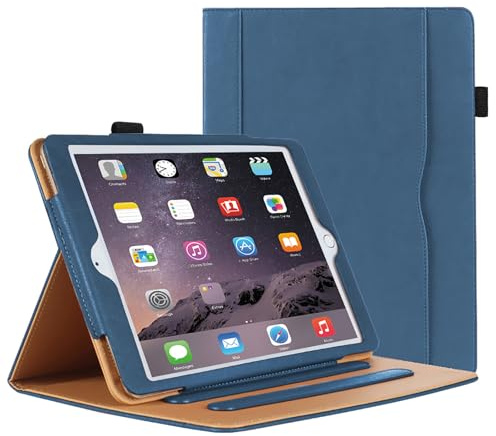 DAORANGE für iPad Air 2 Hülle, iPad 6./5. Generation Hülle 2018/2017, PU-Leder Intelligent Schutzhülle mit Dokumententasche und Auto-Einschlaf/Aufwach für iPad Air 2/ iPad 6 / iPad 5 (Dunkelblau)