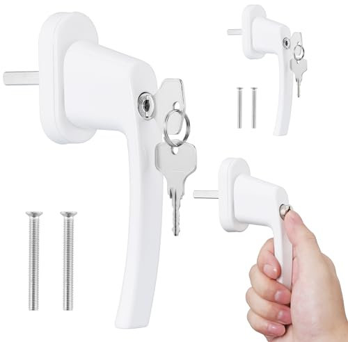 kwmobile Fenstergriff abschließbar - Fensterverriegelung mit Knopf und Schlüssel - Fensterschloss - Fenster Kindersicherung - Sicherheitsfenstergriff - 2 Stück - Weiß