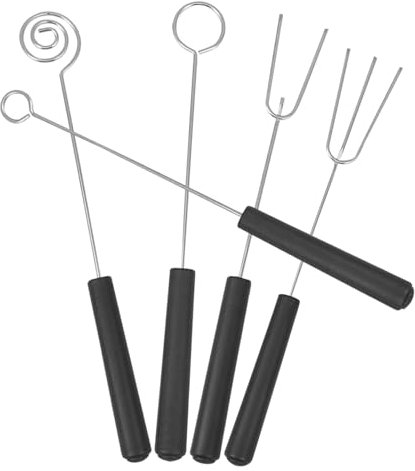 FUNOMOCYA 5pezzi Forchette in Acciaio Resistenti Per Cioccolato e Barbecue Gadget Da Cucina Multifunzione Con Forchettine Spiralate e Tre Punte Per Finger Food e Praline