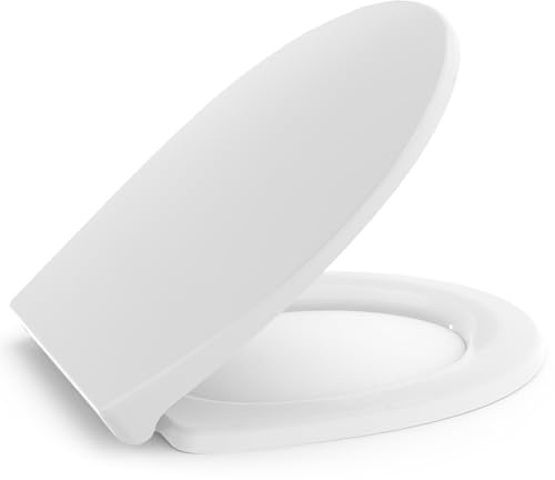 Surfou Toilettendeckel mit Absenkautomatik Weiß, Klodeckel Oval Toilettensitz, WC Sitz Abnehmbar Klobrille Toilet Seat und Klo Deckel Schnellverschluss Toilettenbrille Klositz