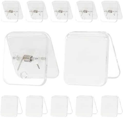 PATIKIL 12 st rektangulära plastklämmor klibbig baksida plast klibbiga klämmor för gobeläng vägg foto affisch kontor hem klar