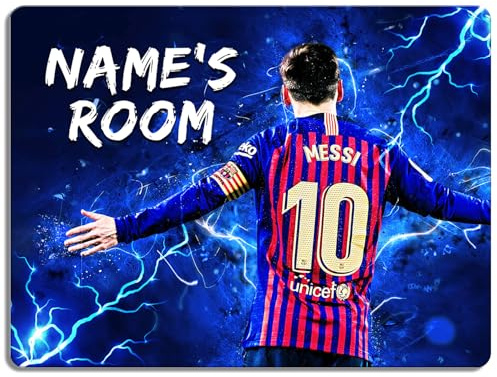 Personalised Messi Bedroom Door Sign Football Legend Room Name Plaque Children's Boys Retro Football Player Kids Birthday Gift NLD07
