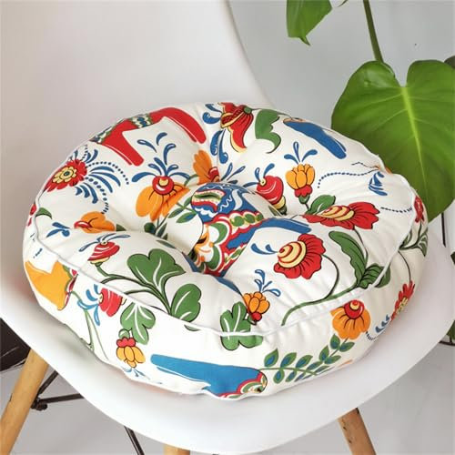 Morbuy Rotondo Cuscino per Sedia in Lino Tatami - Stile Nordico Morbido Spessa per Cucina, Pranzo, Soggiorno, Giardino (40cm, Pastorale)