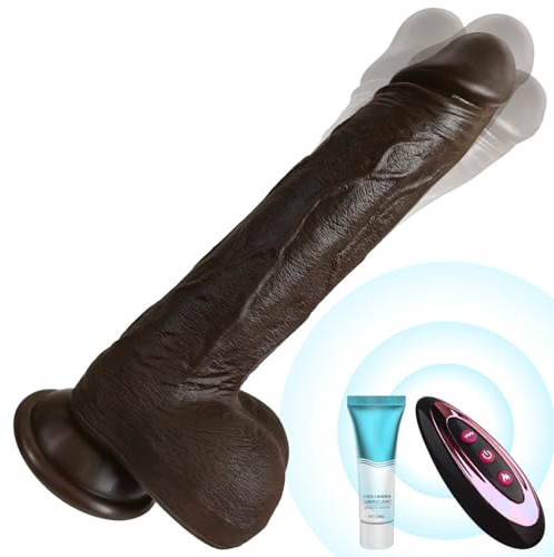 Consolador de Empuje Realista de 9,2 Pulgadas con Rotación de Pulso y Calentamiento, Consolador Anal para Estimulación del Clítoris y del Punto G, con Control Remoto y Ventosa Potente (negro)