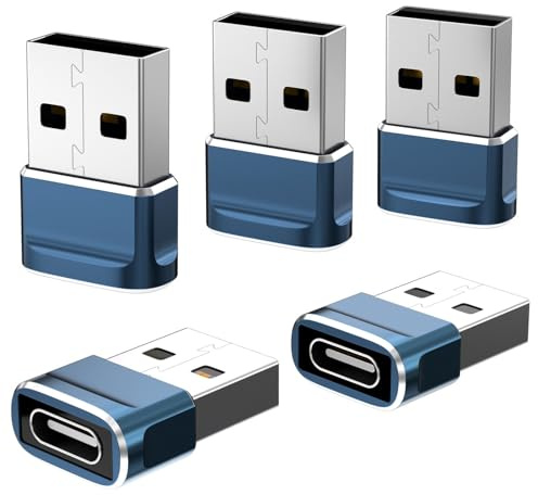 Adattatore USB C a USB A per Apple CarPlay, 5 Pezzi Adattatore Tipo A a Tipo C Ricarica Rapida USB 2.0 Data Compatibile con iPhone 17 Pro Max 16 15 MacBook Air iPad Galaxy S25 S24 A56 A16 Pixel 10 9 8