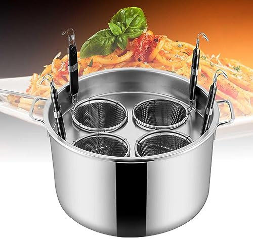 Genérico Olla para Espaguetis, Olla Multifuncional para Fideos, Olla de 41,5 cm con 4 tamices, Olla de Acero Inoxidable, Olla para Fideos para Todo Tipo de Estufas, fácil cocción
