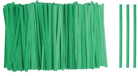 QUARKZMAN 1000 Unidades de Lazos de Torsión de Bolsa 3.5 de Papel Kraft Reutilizables con Alambre de Hierro para Pan, Caramelos, Pasteles, Verde