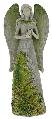 Pavilion Gift Company- Fern - 9 Resin Angel Figurine Moss Nature Religion Religious Faith Bird Fern Plants Rustic Home Decor