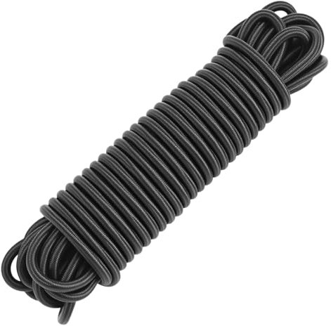 QWORK® Corda Elastica 6mm x 10m Nero - Resistente ai Raggi UV, Multiuso per Teloni e Attività Outdoor
