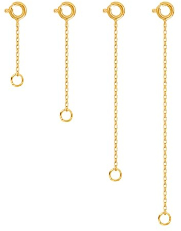Tongyixin Lot de 4 rallonges de chaîne en argent, fil d'argent 925, pour bijoux, cadeau pour mère, fille, 3, 5, 7,5, 10 cm, S, argent, or blanc (4 pcs doré)