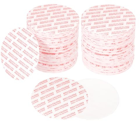 PATIKIL 52 mm Schaumstoff-Deckeleinlage, 150 Stück, selbstklebend, rund, PS, druckempfindliche Dichtungen, widerstandsfähiger Tamper für Kunststoff, Glas, Flaschenverschluss, Konserven, Fläschchen