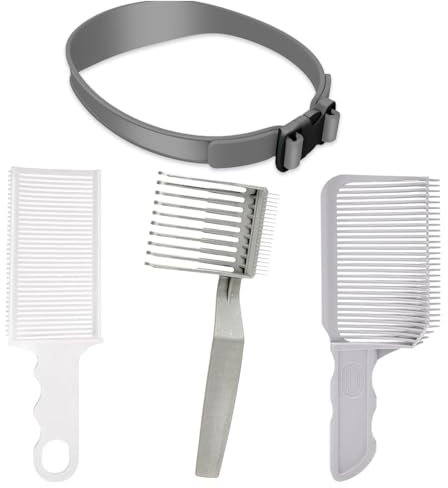 CATOR 4 Pcs Peigne Degrade Homme, Coupe Fourche Cheveux Outils Coiffure Silicone Incurvé, Pochoir Réglable pour Homme