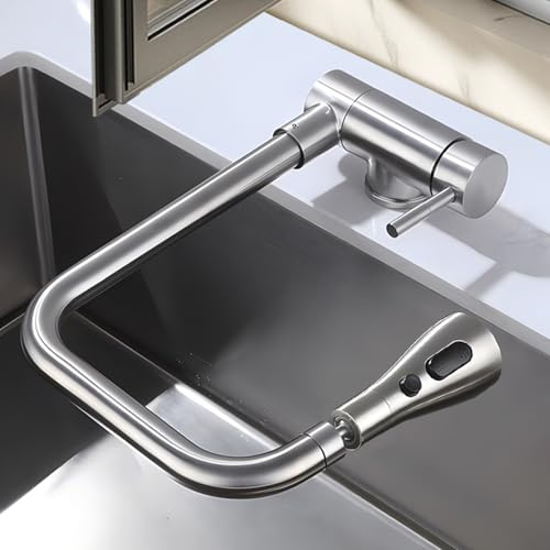 Grifo de Cocina Fregadero Abatible Giratorio 3 Modo Grifo Abatible Cocina Acero Inoxidable-Cepillado