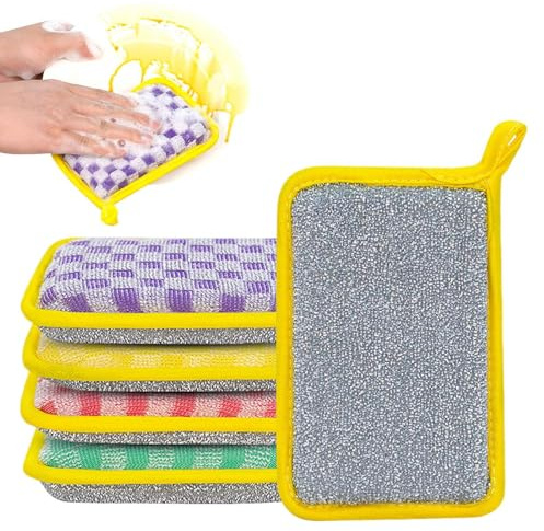 Esponjas para Platos Cocina - Bayeta De Limpieza Doble Cara - Juego De 5 Esponjas Antideslizantes para Lavar Utensilios De Cocina Y Limpieza del Hogar En Fregadero