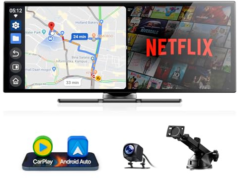 Volam 10.25'' Carplay Screen for car with Netflix YouTube/Tik Tok Carplay Android car play Video Player with 1080P Backup Camera 1920x720P Touch Screen 2.4G/5G WLAN Blue-tooth for iOS 10+ Android 11+