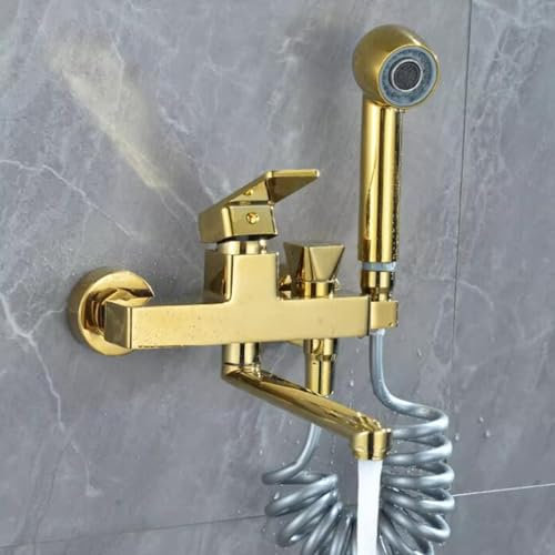 Rubinetto Cucina a Muro Oro Rubinetto da Cucina Girevole Ottone-Oro